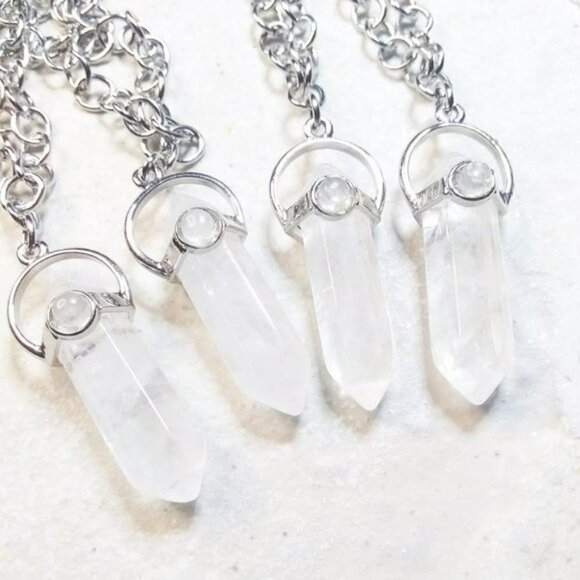 Terminated Point Crystal Quartz Pendant w. 20" Chain - Focus Meditations - Picture 14 of 14